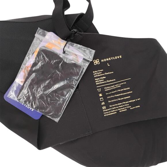 New Honeylove Crossover V Neck Mesh Wireless Bra Black Removable Pads Large - Picture 3 of 3